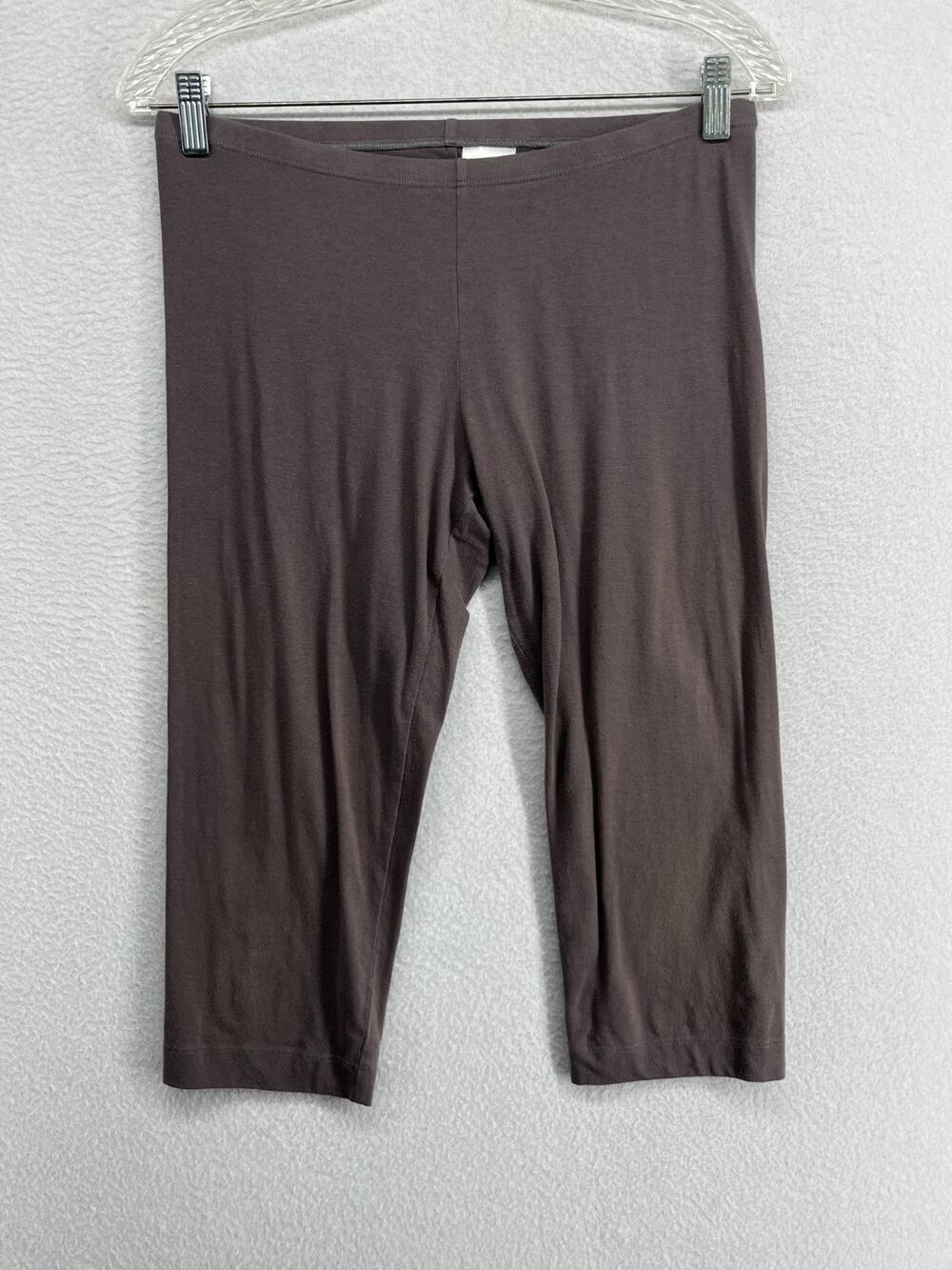 EILEEN FISHER Leggings M Stretch Organic Cotton Jersey Cropped Brown USA